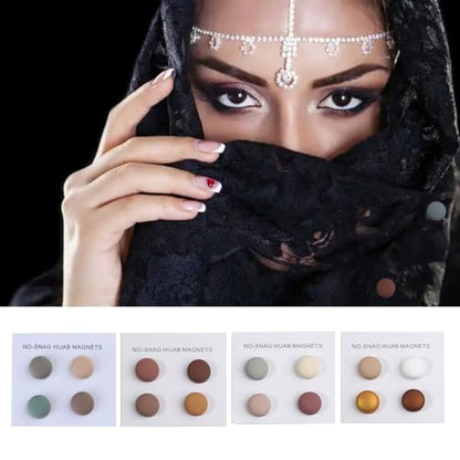 4 Pieces Hijab Magnet Pins for Women Clothing for Scarf Multi-Use Round Clip for Women Scarves No Hole Pins Brooch