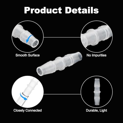 PATIKIL 5/16" x 5/16" Plastic Hose Barb Fitting, 5 Pcs Thru-Bulk Pipe Connectors Barbed Splicer Mender Joint Adapter Union for Aquarium Fuel Gas Liquid Air - size: 5/16" x 5/16"