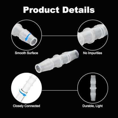PATIKIL 5/16" x 5/16" Plastic Hose Barb Fitting, 5 Pcs Thru-Bulk Pipe Connectors Barbed Splicer Mender Joint Adapter Union for Aquarium Fuel Gas Liquid Air - size: 5/16" x 5/16"