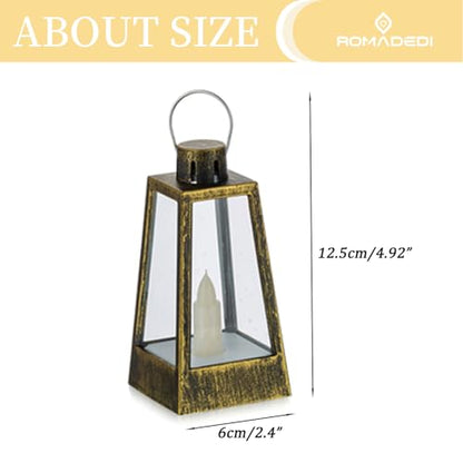 Romadedi 10-Pack Gold Mini Lanterns with LED Candles, 5.9 in