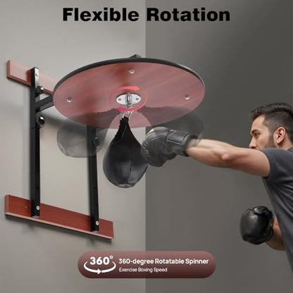Speed Bag Platform Kit, Wall-Mounted Speed Bag Stand, 5 Gears Adjustable Height Punching Practice with 360° Rotatable Ball for Boxing Gym Training, Home, Garage, Living Room