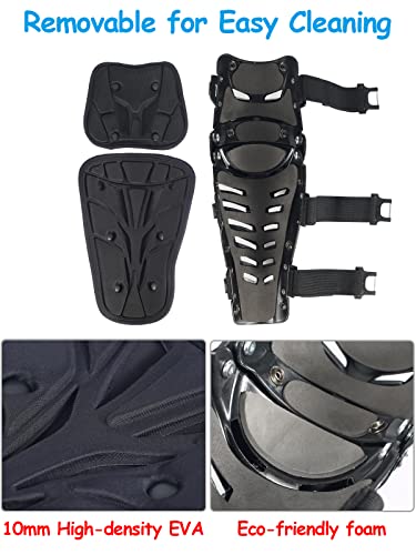 RIDBIKER Motorcycle Knee Shin Guards for Men, Bendable MTB Knee Pads | Long leg coverage with crash-proof protection. Flexible bendable design. Adjustable straps. Knee Protection for motocross - color: Black/LONGER