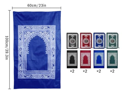 8PCS Portable Travel Prayer Mat with Compass, 60CM x 100CM Waterproof Polyester Prayer Rug, Muslim Travel Prayer Mat, for Ramadan Gifts, Islamic Muslim Prayer (4 Colors)