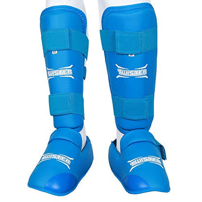 Twister Muay Thai, Boxing, Kickboxing,Karate, Taekwondo, MMA Shin & Instep Padded Guards, Shin in Steps, Shin Guards - color: BLUE, size: Small