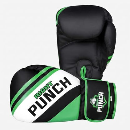 Boxing Gloves for Men & Women – Faux Leather Muay Thai, Kickboxing, MMA & Sparring Gloves – Training Heavy Bag Gloves with Secure Wrist Strap & Thumb Lock – 2 4 6 8 10 12 14 16oz - color: GREEN/BLACK, size: 6 OZ