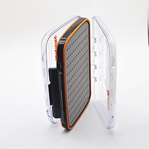 ALICHINO Fly Box for Fly Files Ice Jig Box Two Sided Waterproof Fly Fishing Box for Nymphs and Streamers (Grey Foam Insert, M 7.3 * 4.5 * 1.6Inch) - size: Medium 7.3 * 4.5 * 1.6 Inch