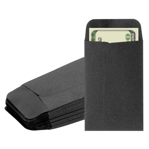 PATIKIL Money Envelope, 50 Pack 3.5" x 2.2" Cash Envelopes Money Holder Bags Budgeting Saving Challenge Letter for Gift Coins Checks Tickets Jewelry Passport Card, Black - color: Black, size: 3.5" x 2.2"
