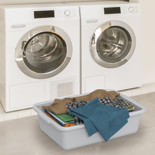 24 L Commercial Bus Tub, Plastic Bus Tubs, 6 Packs, Light Gray | Dish Tubs Restaurant, Food Service Bus Box - size: 24 L