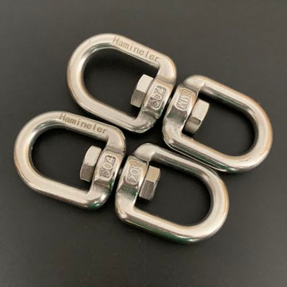 2Pcs M8 304-Stainless Steel Swivel Ring Double Ended Swivel Eye Hook, 2Pcs M8 Spring Hook, for Marine Mooring, Tree Swing, Hammock, Hanging Rotating Device