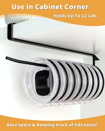 Tumbler Lid Organizer, Bar Hook Fits Various Lids, Horizontal Tumbler Lid Storage Hook, No Glue No Drill Straw Lid Holder/Hanger/Cup Holder, Kitchen Organizers under Cabinet, up to 12 Yeti Lids - size: 1Pack Wide