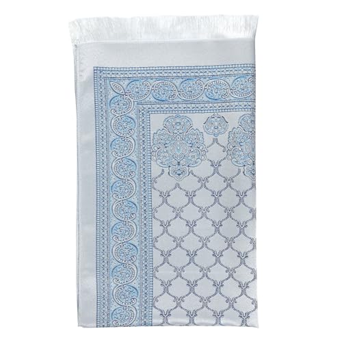 Muslim Prayer Mat | Janamaz | Sajadah | Soft Islamic Prayer Rug | Prayer Carpet Mat for Ramadan, Eid, Hajj, Travel | Islamic Gifts, Blue - color: Blue