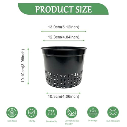 Heavy Duty Net Pots, 5 inch | Hydroponic Cups, Garden Slotted Mesh, Plant Nursery, For Hydroponics - size: 5 inch