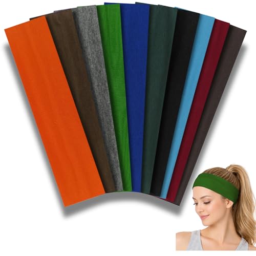 Styla Hair Headbands for Women Stretch Fashion Head Bands 10 Pack Non-Slip Head Wraps Great for Spa, Sports, Yoga, Pilates, Running, Gym Headband, Workouts (Dark) - color: Dark