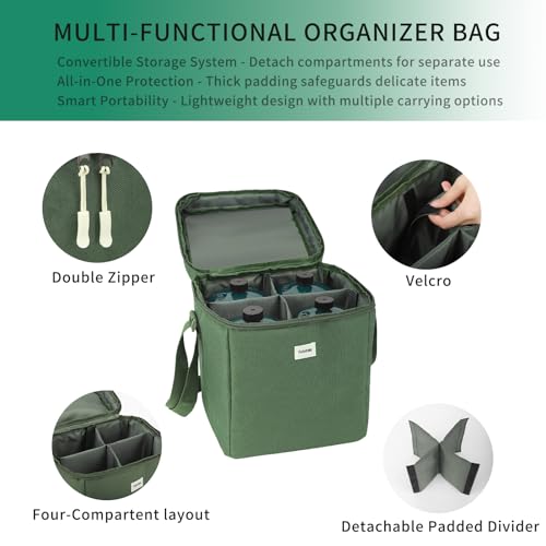 Small 1LB Propane Tank Storage Bag, Mini Fuel Cylinder Carry Bags for 4-Pack Propane Tanks 16 OZ, Portable Refillable Small Camping Propane Gas Bottle Canister Case with Padding, Bag Only - size: 4-Pack