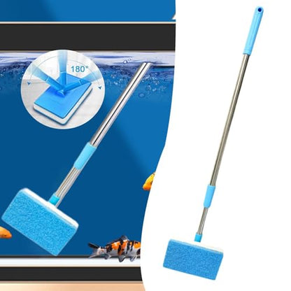 Aquarium Cleaning Brush, Cleaning and Maintenance Tool and Glass with Metal Handle, Suitable for Hard-to-Clean Aquariums, Square