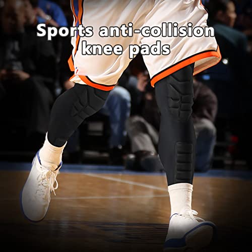 Padded Knee Compression Sleeves Long Leg Sleeve Calf Protection for Basketball, Football, Volleyball, Soccer Knee Pads Shin Brace Soft Protective Gear Calf Support for Youth Adult, 1 Pair