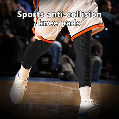 Padded Knee Compression Sleeves Long Leg Sleeve Calf Protection for Basketball, Football, Volleyball, Soccer Knee Pads Shin Brace Soft Protective Gear Calf Support for Youth Adult, 1 Pair
