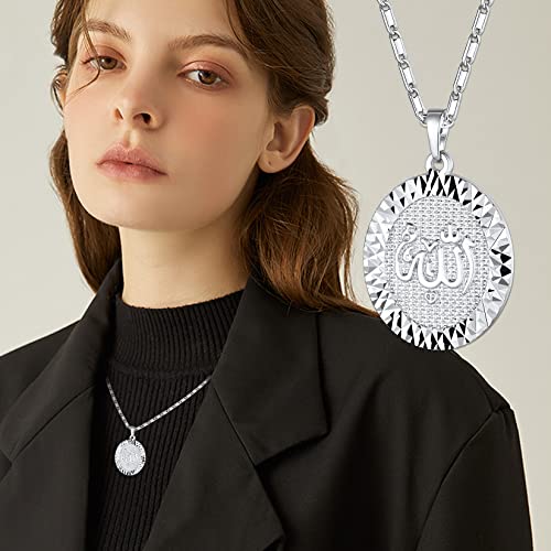 U7 Allah Pendant Necklace with Chain Platinum / 18K Gold Plated Muslim Jewelry Islamic Pendant - color: 05.Platinum Plated