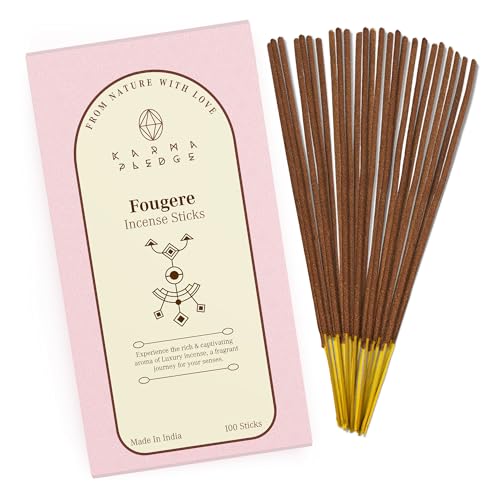 KarmaPledge Fougere Incense Sticks, Burn Time 45-60 Min, 100 Sticks - color: Fougere
