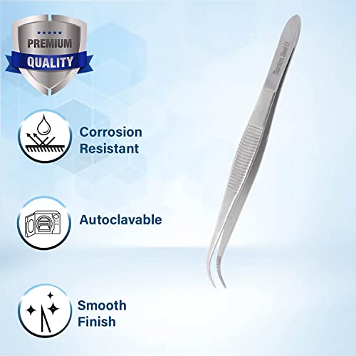 Lab Tweezers High Precision Forceps, Fine Strong Curved Point Tweezers, Stainless Steel (4.5 Inch) - size: 4.5 Inch