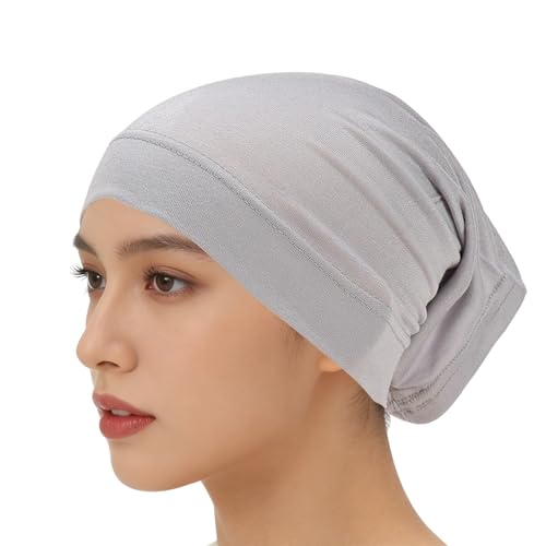1 Pcs Women's Hijab Undercaps - No Slip Islamic Muslim Hijab Cap, Soft Jersey Bonnet for Turban, Neck Cover (Gray, Small-1)