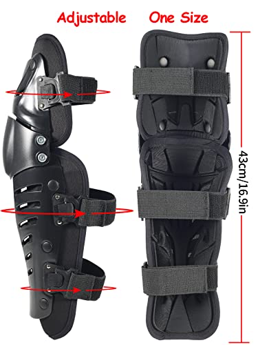 RIDBIKER Motorcycle Knee Shin Guards for Men, Bendable MTB Knee Pads | Long leg coverage with crash-proof protection. Flexible bendable design. Adjustable straps. Knee Protection for motocross - color: Black/LONGER
