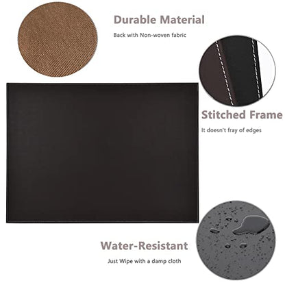 Desk Pad & Mat 24" x 18" Protector Large Mouse Pad PU Leather for Desktops and Laptops (Brown) - color: Brown-a111