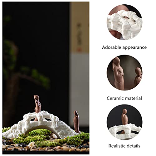 Cabilock 1pc Ornaments Miniture Decoration Zen Arc Bridge Climbing Ladder for Arch Plank Table Top Decor Mini Doll House Terrarium Bridge Glass Decor Ceramics Fish Tank Accessories White