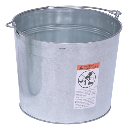 Vestil BKT-GAL-500 Galvanized Steel Bucket, 10-3/4" Depth, 5 gallon, 44 pound Capacity