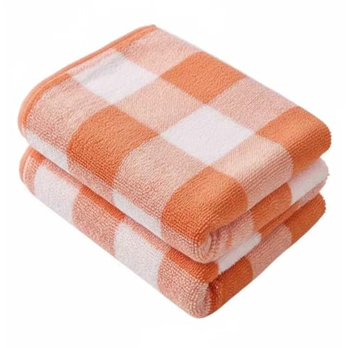 2 Pack Microfiber Bath Towels 27x55 Inches, Soft Orange Plaid Quick Dry Absorbent Oversized Shower Towel, Lightweight Portable Beach Pool Gym Camping Travel Towels for Adults - color: Orange, size: 27*54 inches