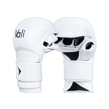 Vali Lancer Leather Hybrid MMA Sparring Gloves 7oz - color: White, size: 7oz