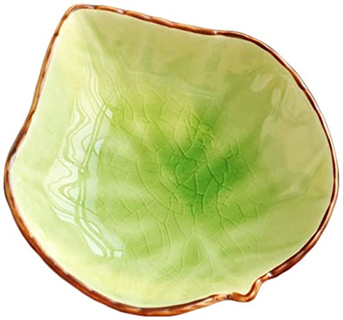 WAIT FLY Lovely Grape Leaves Shaped Ceramics Seasoning Dishes/Tea Bag Holders/Teaspoon Rest/Ketchup Saucer/Appetizer Plates/Vinegar Spice Salad Soy Sushi Wasabi Seasoning Dipping Bowls, Set of 3 - color: Grape Leaf - Green