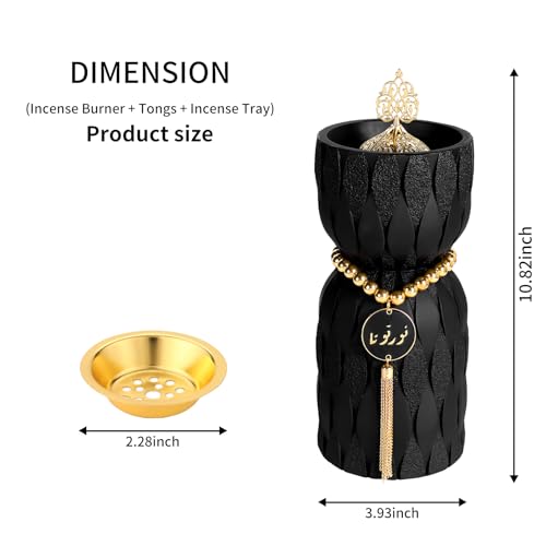 TERSCHELLING Frankincense Resin Incense Burner, Bakhoor Incense Burner, Portable Charcoal Incense Burner - for Office and Home Decor (Black)