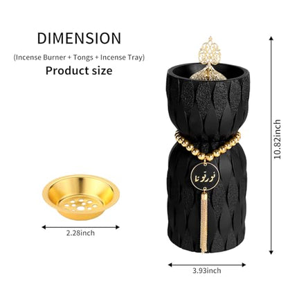 TERSCHELLING Frankincense Resin Incense Burner, Bakhoor Incense Burner, Portable Charcoal Incense Burner - for Office and Home Decor (Black)