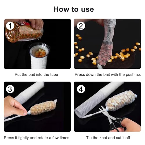 DONQL 5M PVA Mesh Carp Fishing 45" PVA Bags PVA Mesh Bags for Carp Fishing | Fast Water Soluble Mesh Bags, Scissors, Plunger, PVA Bags Carp Fishing Refill Stocking for Boilie Rig Pellets Bags Holder - size: 37mm