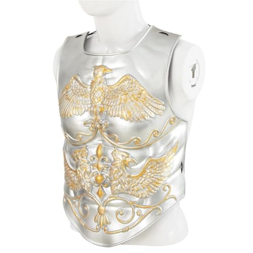 3 Pcs Medieval Knight Chest Guard, Retro Viking Body Chest Protector for Cosplay Party Renaissance Costume - color: Silver