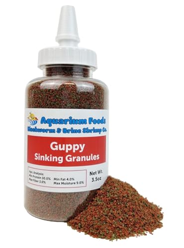 Guppy Sinking Granules Fish Food for Guppies, Endlers, Mollies, Platies, Swordtails, Groumis, Tetras, Catfish, Cichlids, All Community Tropical Fish…3.5oz Squeeze Bottle - size: 3.5 Ounce (Pack of 1)