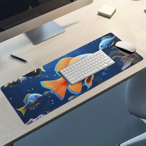 Large Size Gaming Mouse Pad Fishs Desk Mat Non-Slip Base Waterproof Desktop Writing Pad for Office Home - color: Fishs, size: 30x80cm