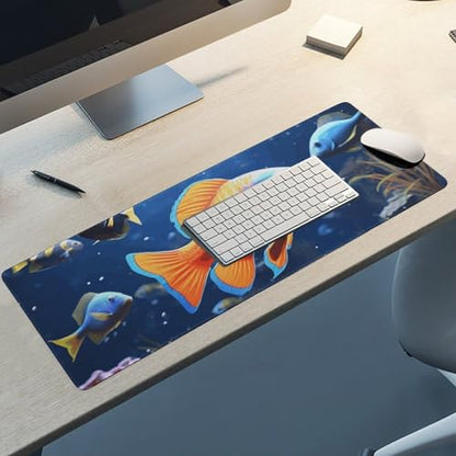 Large Size Gaming Mouse Pad Fishs Desk Mat Non-Slip Base Waterproof Desktop Writing Pad for Office Home - color: Fishs, size: 30x80cm