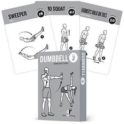 NewMe Fitness Dumbbell Workout Cards, Instructional Fitness Deck for Women & Men, Beginner Fitness Guide to Training Exercises at Home or Gym (Dumbbell, Vol 2) - style: Dumbbell Vol2
