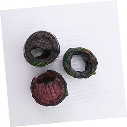 Yardwe Aquarium Landscape Ornament 3pcs Mini Barrel Decor Realistic Fish Tank Decor Easy Cleaning and Safe for