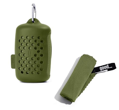 Quick Dry Towel - Super Absorbent Fast Drying - Travel, Camping, Gym & Sports - Army Green Nanofiber - color: Army Green