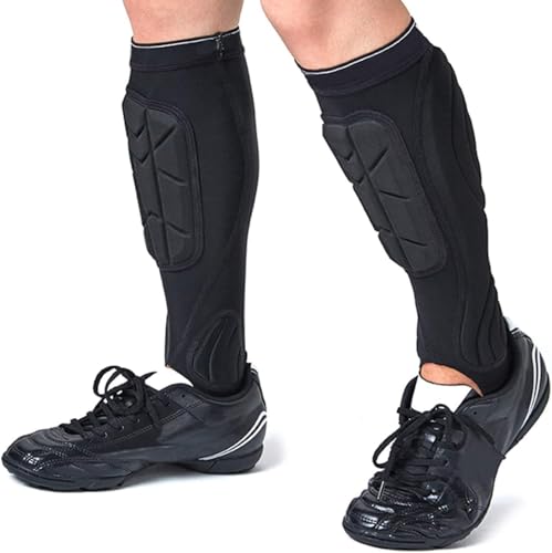 Soccer Shin Guards, Soccer Protective Gear with Calf and Ankle Pads, Shin Guard Pads for Youth and Adult - color: Black, size: Large