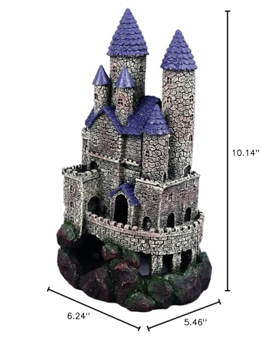 Aquarium Castle Decoration, Fish Castle Ornament, Simulated Hideout Cave with Simulation, and for Freshwater Saltwater Fish Decor