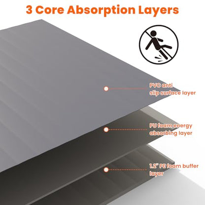 5'x10' Wrestling Mat, 1.2in Thick Roll-Up Jiu Jitsu Home Gym Mat | Waterproof Textured PVC Surface, Easy to Clean & Store, Lightweight & Portable, Ideal for Home Gym, Martial Arts & Stretching - color: Gray