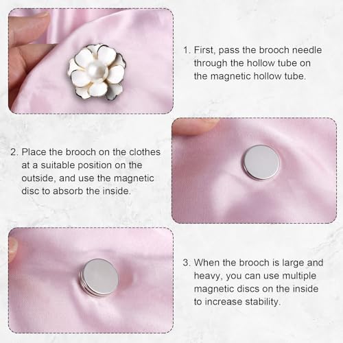 4 Pairs Mini Magnetic Pin Brooch Converters, Magnetic Clasps for Clothing Metal Pin Backs Almost Invisible Magnet Pin Converter for Hijab Scarf Shawls Thin Fabric - color: white k color