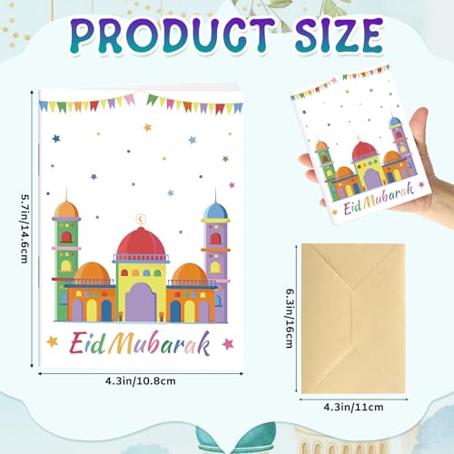 4 Sets Eid Gift Card Book, Eid Mubarak Money Holder Cards with Envelopes, Islamic Holiday Ramadan Kareem Gift Card Booklet Organizer for Family, Friends - color: Eid.Book