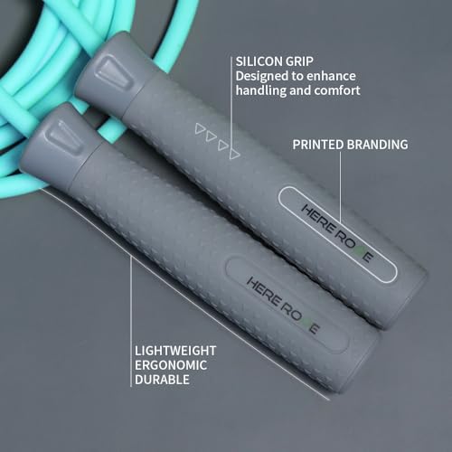 HEREROPE Jump Ropes for Fitness, Adjustable Jump Rope for Women Men, Weighted Speed Rope with 7mm PVC Skipping Rope, No-Slip Grip, Ball Bearing, Great for Speed, Cardio & Tricks, Strength Boxing