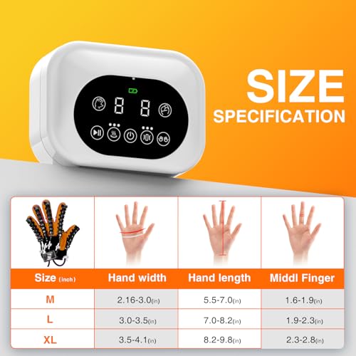Hand Rehabilitation Equipment, Therapy Gloves for Stroke Hand Recovery Device, Robotic Rehab Glove for Finger Training, Adjustable Strength Hands Exerciser - size: Left-M