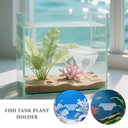 2pcs Aquarium Shelf, Acrylic Plant Holder with Suction Cup, Transparent Ledge Shelf for Fish Tank Small Floating Platform for Aquatic Plants Coral Display